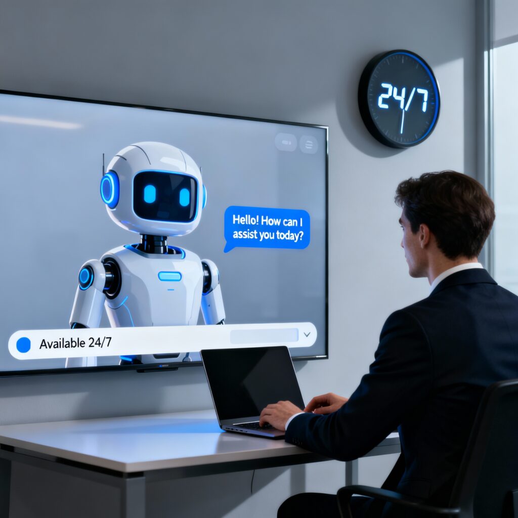 Agentic AI Assistant chatbot providing 24/7 business support and instant lead capture for sales, healthcare, and real estate teams.